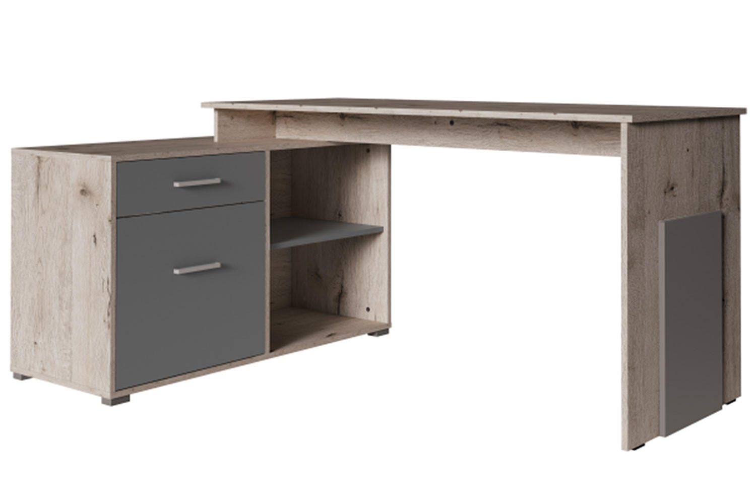 ECKSCHREIBTISCH Como Wellington Eiche / graphit 168 cm / 110 cm / 76 cm - Graphitfarben/Braun, Holz/Holzwerkstoff (110/168/76cm) - Feldmann-Wohnen
