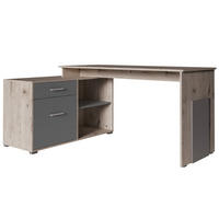 ECKSCHREIBTISCH Como Wellington Eiche / graphit 168 cm / 110 cm / 76 cm - Graphitfarben/Braun, Holz/Holzwerkstoff (110/168/76cm) - Feldmann-Wohnen