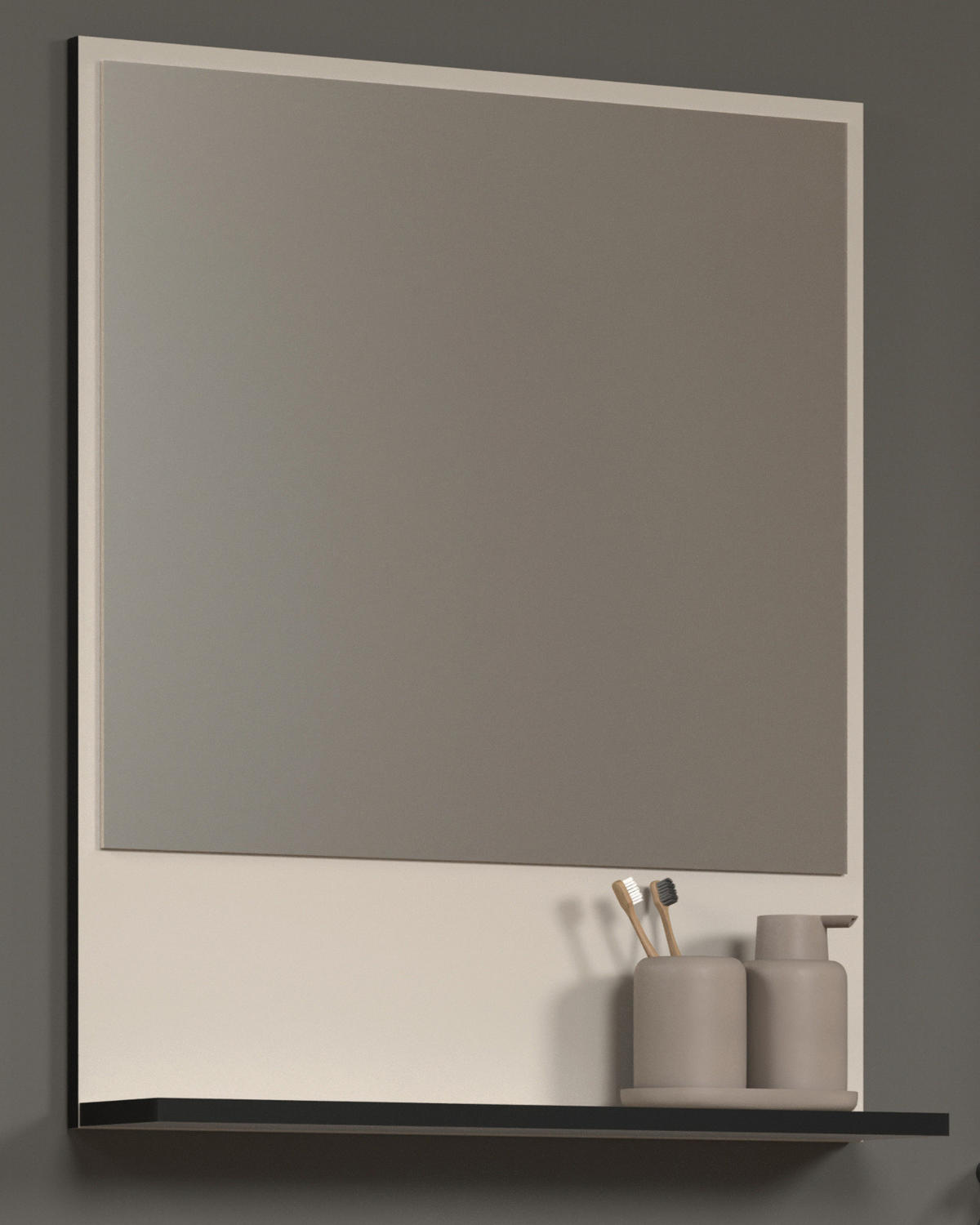 BADSPIEGEL Kaschmir, grau 60 cm, Badezimmer Spiegel mit Ablage - Kaschmir/Grau, Glas/Holzwerkstoff (60/74/14cm) - Top.Furn