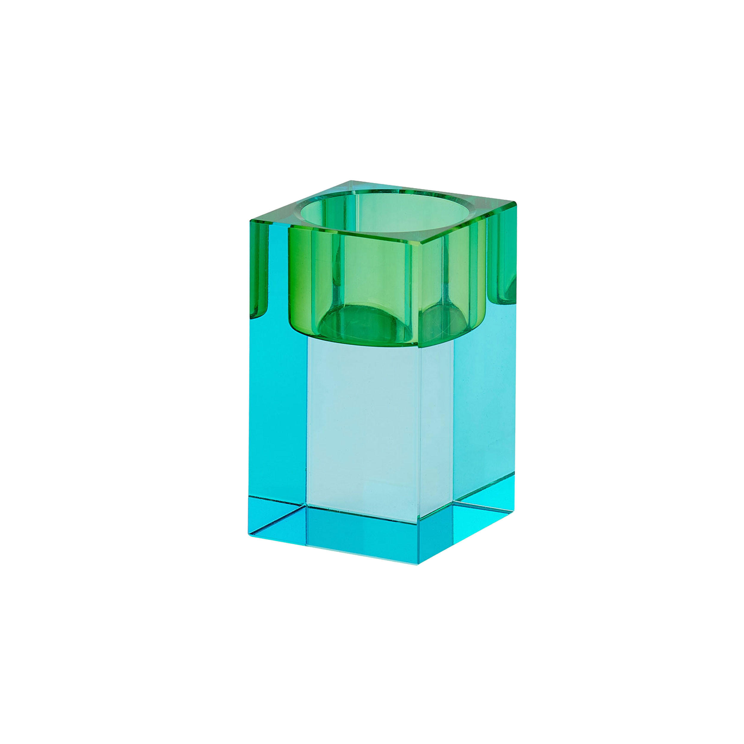 TEELICHTHALTER Sari S, Kristallglas, Blau, Grün, 7.7 cm - Blau, Glas (12cm) - Gift Company