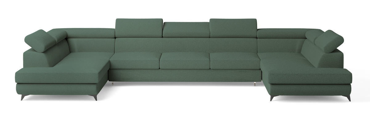 ROHOVÁ SEDAČKA URMANO zelená barva - černá/zelená barva, kov/dřevo (395/190cm) - MASSENO