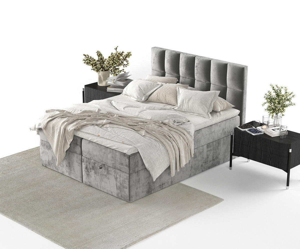 BOXBETT Essence Grau 160/200 cm - Schwarz/Grau, Holz/Holzwerkstoff (160/200cm) - Maison de Reve