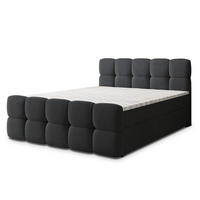 BOXBETT BRUME 180x200 cm mit Matratze und Topper, H2+H3 - Schwarz - Schwarz, Holz (180/200cm) - MASSENO