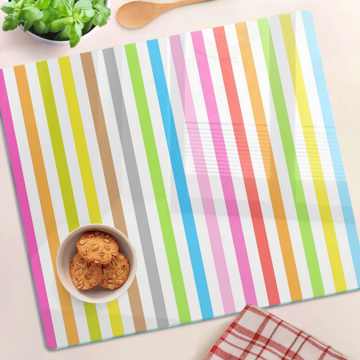 GLASPLATTE 60x52 cm Farbige Streifen - Multicolor, Glas (60/0.4/52cm) - TULUP