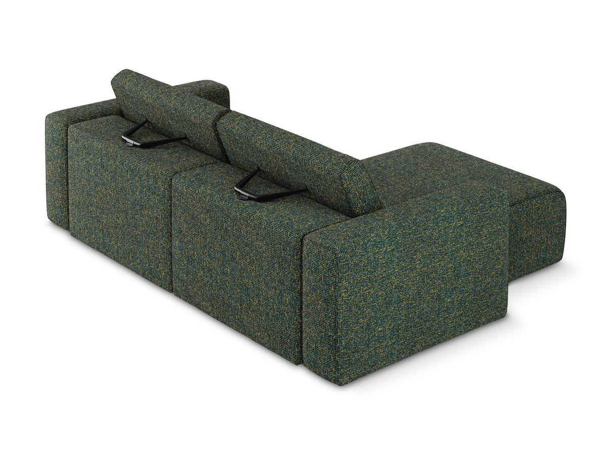 ECKSOFA Links Strukturstoff Stoff Grün - Blau/Schwarz, Kunststoff/Textil (167/224cm) - Makamii