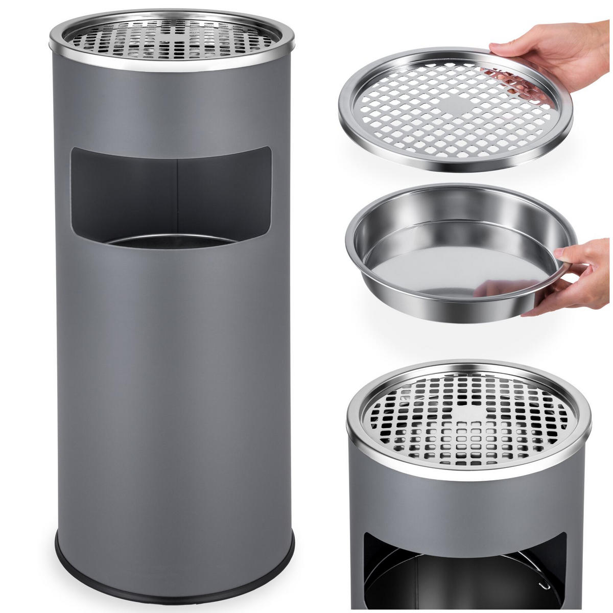 STANDASCHENBECHER , 25 x 61 cm, anthrazit - Anthrazit, Metall (25cm) - tectake