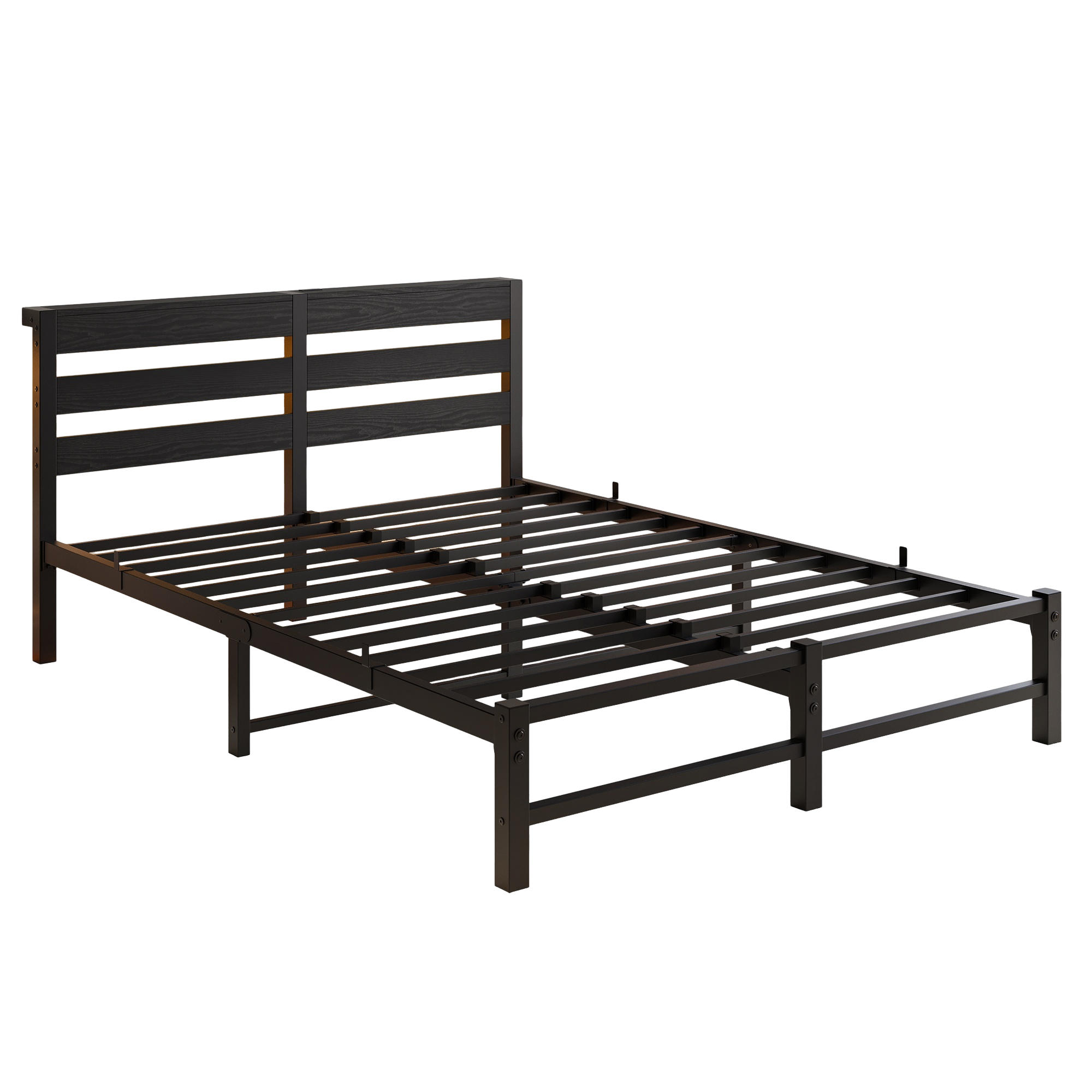 METALLBETT 140/190 cm Schwarz mit LED-Beleuchtung, USB-Ladestation und Stauraum unter dem Bett - Schwarz, Metall (140/190cm) - Oxeza