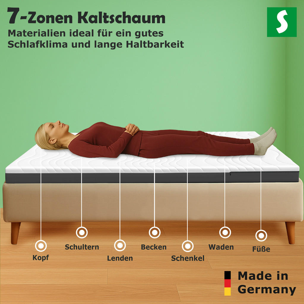 Thumbnail - Schlaftroll Kaltschaummatratze, Weiß, Textil, H3, Rechteckig, 160x200 cm, Oeko-Tex® Standard 100, Schlafzimmer, Matratze...