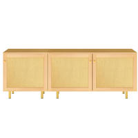 SIDEBOARD 180/40/63 cm mit 3 Türen in Naturholzoptik und goldfarbenen Griffen - Naturfarben, Holzwerkstoff (180/63/40cm) - BEAOK