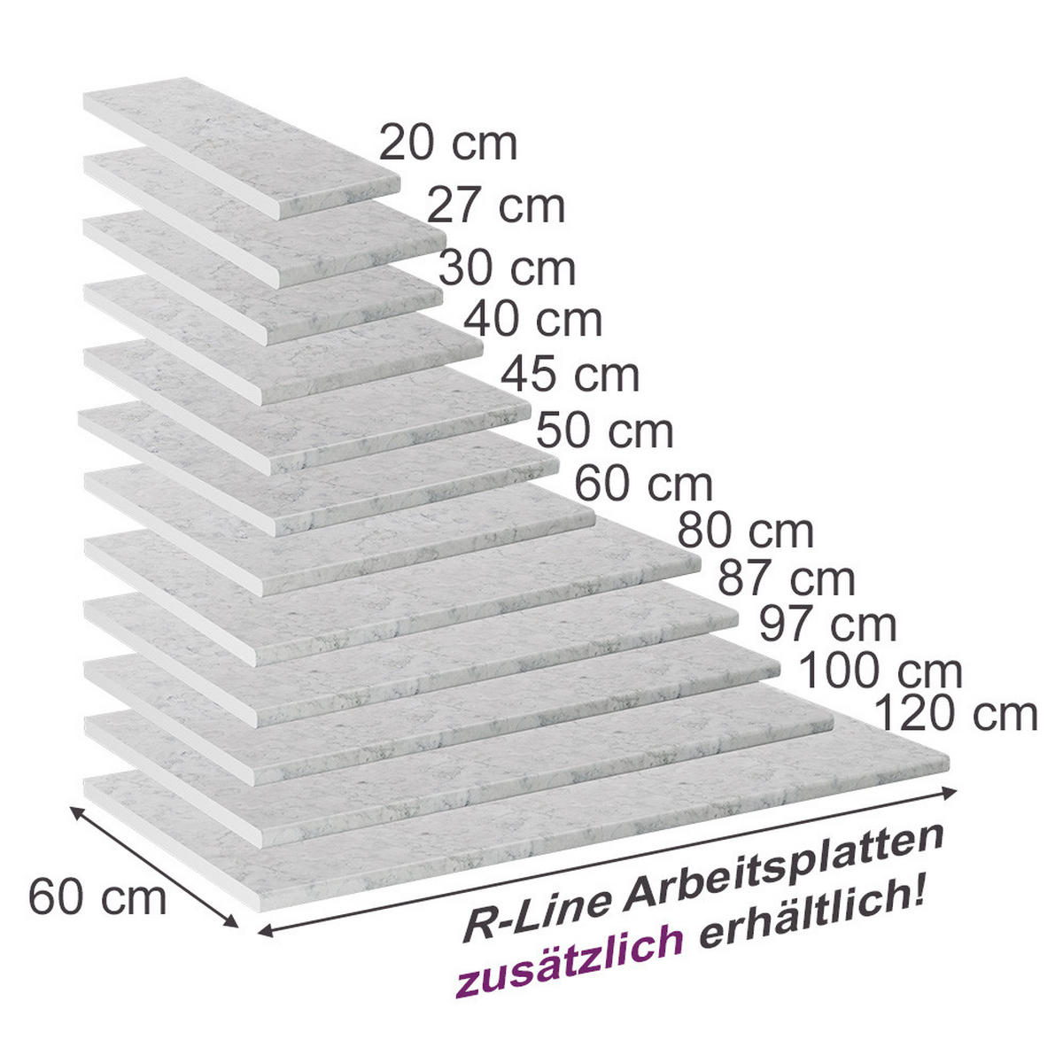 KUCHYNSKÁ DOSKA R-Line Mramorová biela - biela/biela s vysokým leskom, kompozitné drevo (50/2.8/60cm) - Vicco
