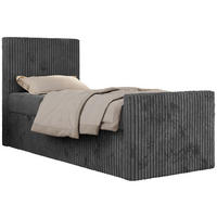 MLÁDEŽNÍ POSTEL TILIO DUO 90/200 - Šedá Manšestr - H3 - Vlevo - šedá, textil (90/200cm) - MKS