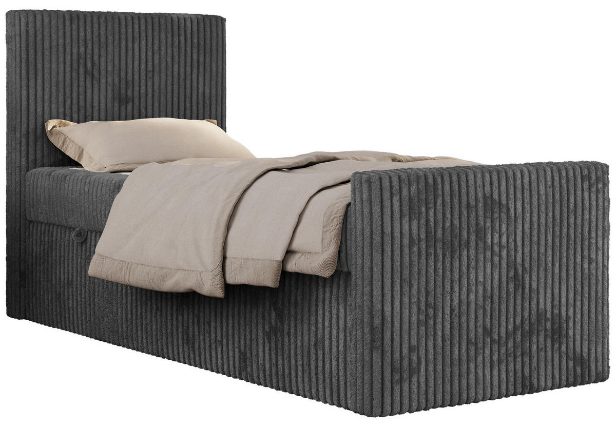 MLÁDEŽNÍ POSTEL TILIO DUO 90/200 - Šedá Manšestr - H3 - Vlevo - šedá, textil (90/200cm) - MKS