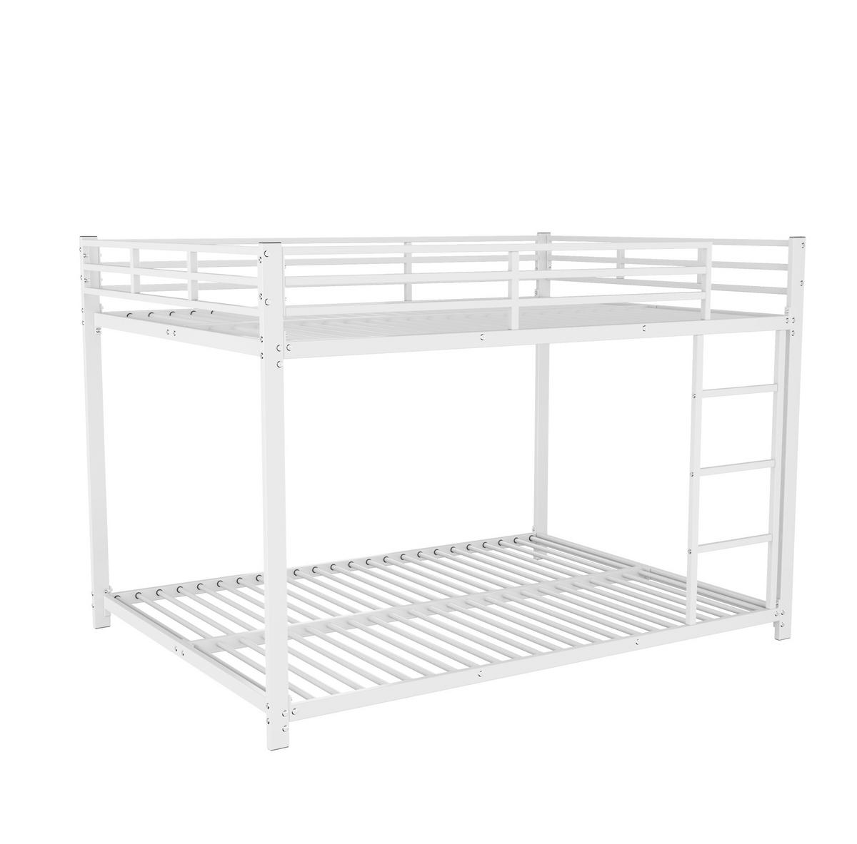 ETAGENBETT aus Metall 140x200 cm Weiß mit 26 cm Sicherheitsleisten und platzsparendem Design - Weiß, Metall (140/200cm) - Modfu