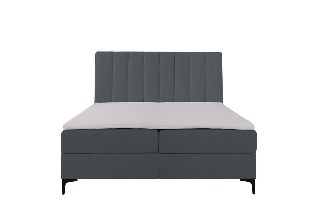 BOXSPRINGBETT LASARD mit Topper und Bettkasten, Grau, 140x200 cm - Grau, Textil (140/200cm) - KS Home Concept