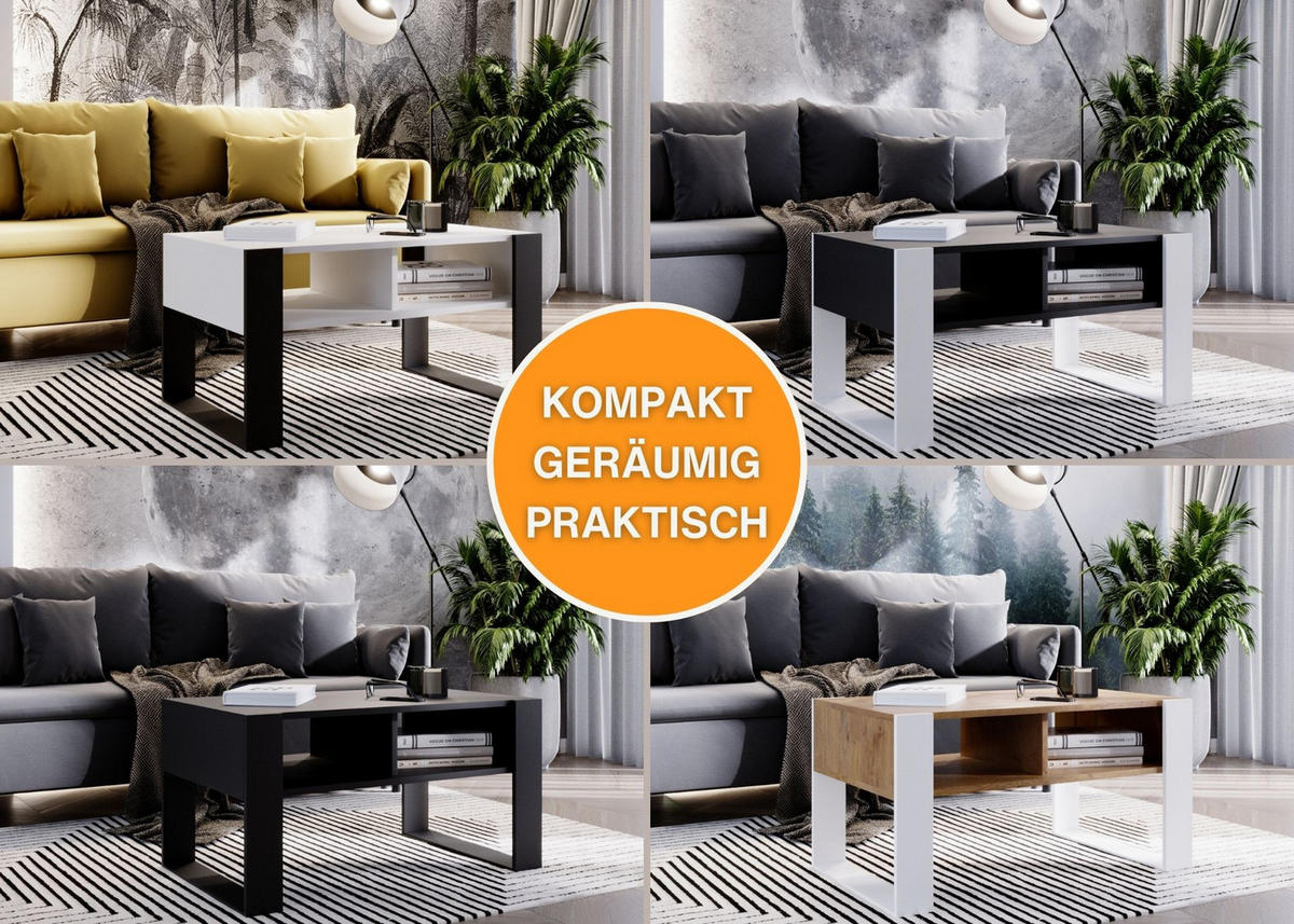 COUCHTISCH Kora92 92/45/53,6 - Schwarz/Weiß, Holzwerkstoff (54/92/45cm) - RAUMHIRSCH FURNITURE
