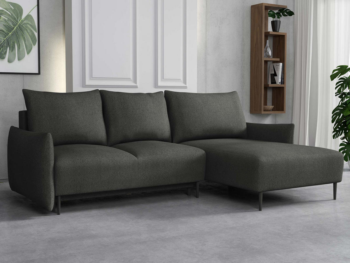 ECKSOFA Santi L - Dunkelgrau/Schwarz, Holz/Textil (240/160cm) - MIRJAN24