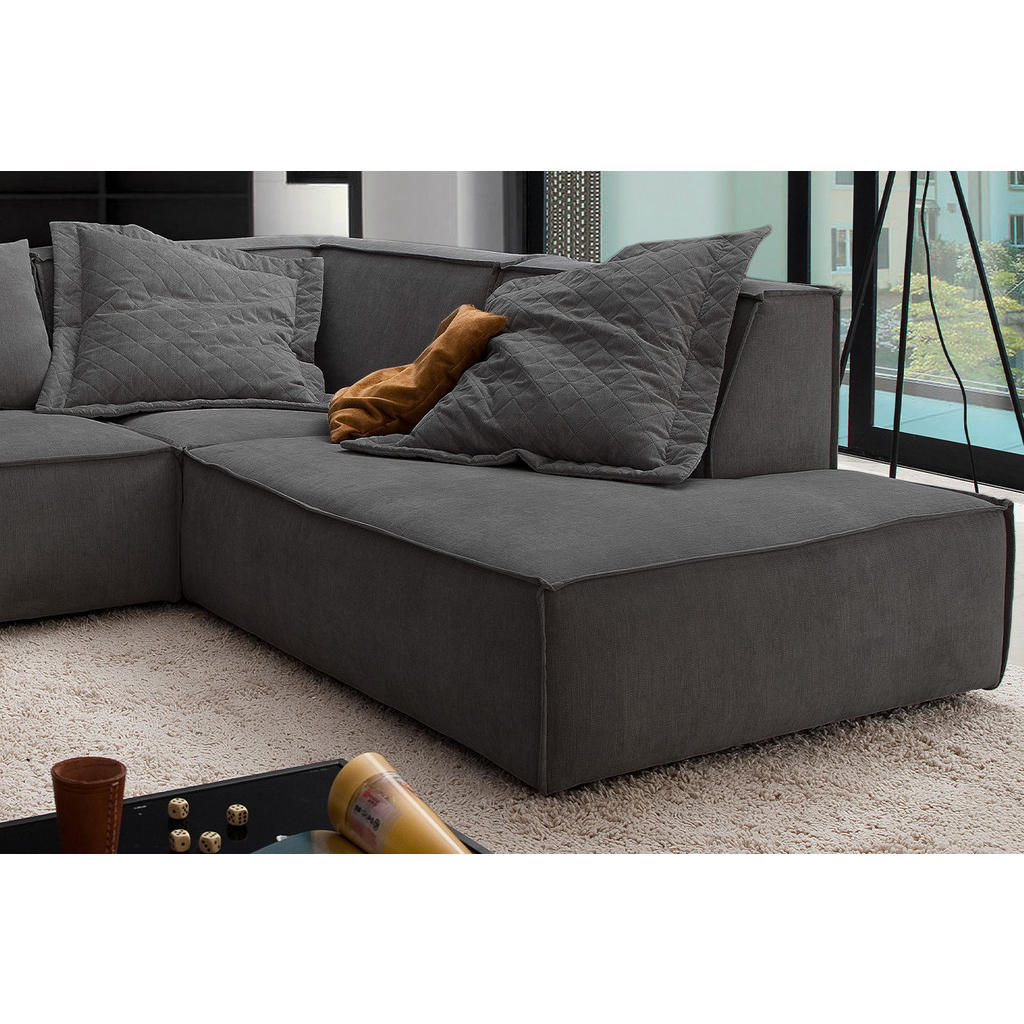 Thumbnail - Kawola Ecksofa, Anthrazit, Textil, Echtholz, 3-Sitzer, Füllung: Kaltschaum, Ottomane rechts, L-Form, 226x224 cm, Wohnzim...