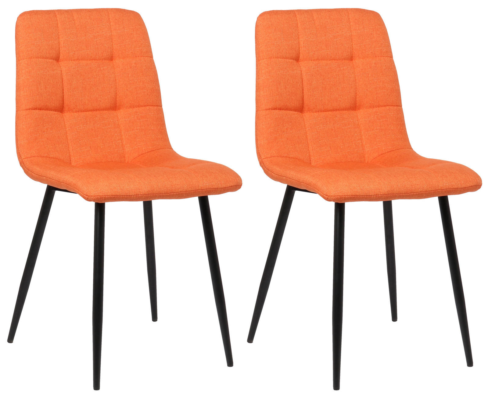 ESSZIMMERSTUHL Till, 2er Set Stoff, Gestell Metall matt Schwarz Orange - Schwarz/Orange, Textil/Metall (45/88/52cm) - TPFLiving
