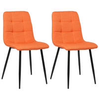 ESSZIMMERSTUHL Till, 2er Set Stoff, Gestell Metall matt Schwarz Orange - Schwarz/Orange, Textil/Metall (45/88/52cm) - TPFLiving
