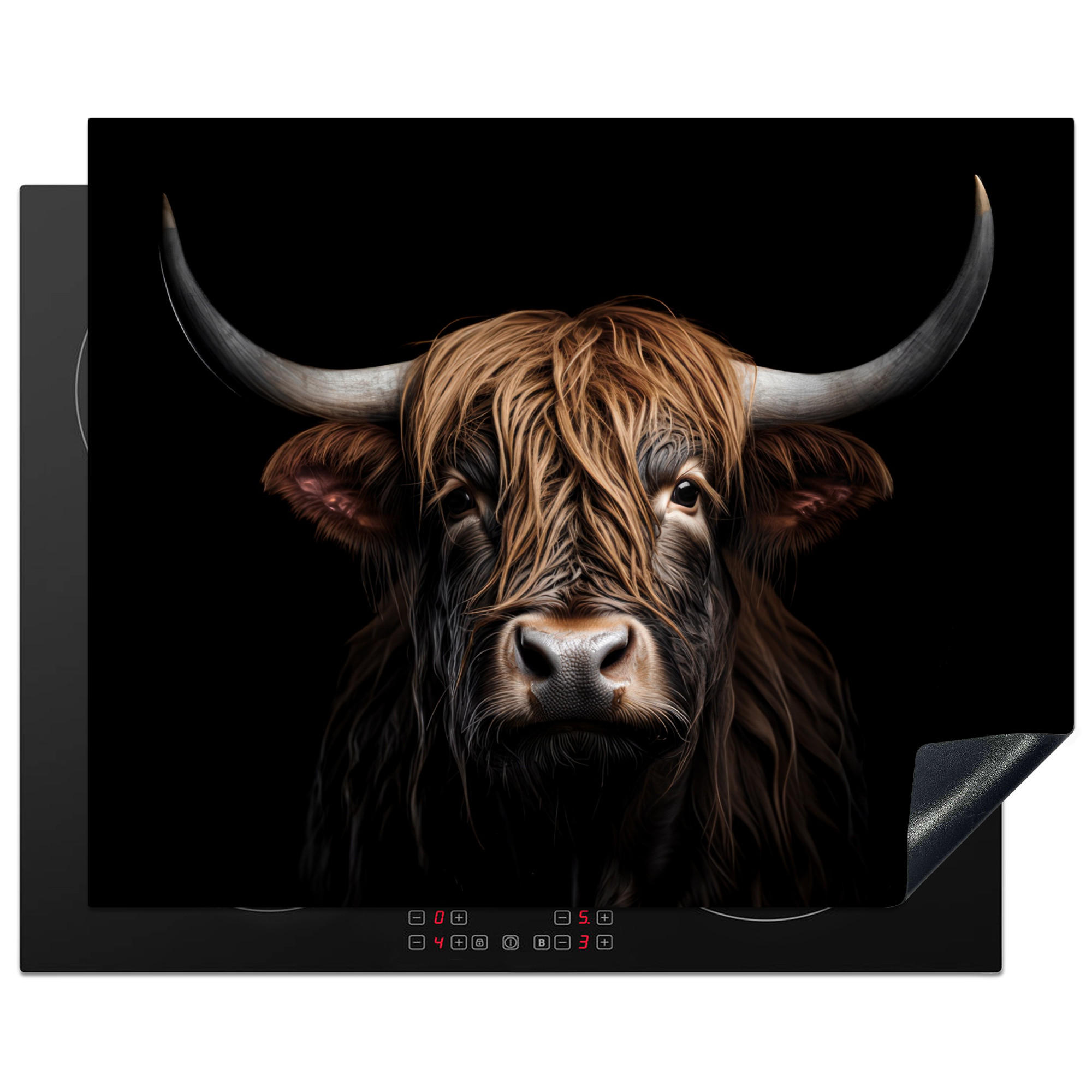 HERDABDECKPLATTE Schottischer Highlander - Porträt - Schwarz - Tier 65x52 cm - Braun, Kunststoff (65/0.2/52cm) - MuchoWow