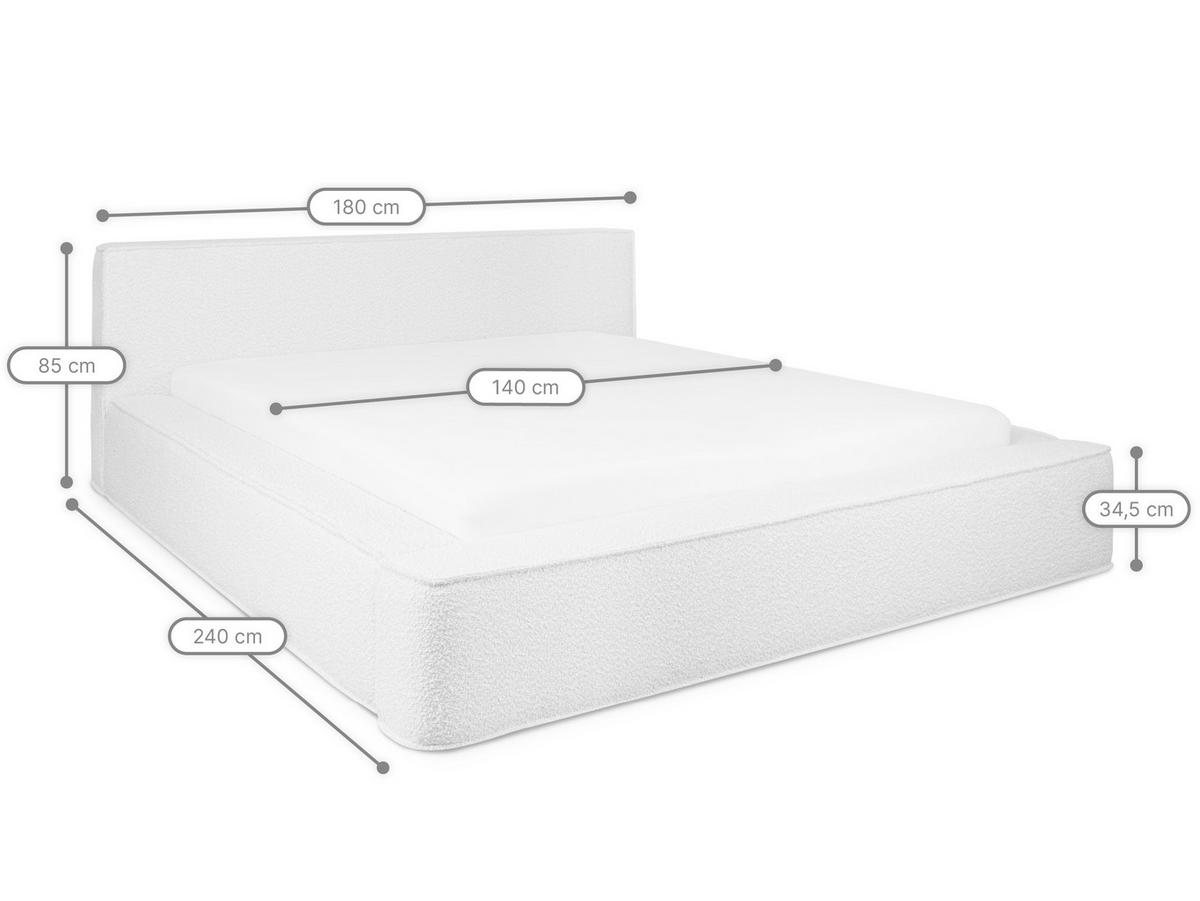 POLSTERBETT Tulu Hellbeige 140/200 cm Boucle mit Bettkasten - Beige, Textil/Metall (140/200cm) - wonello