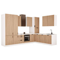 WINKELKÜCHE 340cm x 240cm - Sorento KS4-M340 - in Sonoma Eiche / Weiß - Schwarz/Weiß, Holz (580/247/58cm)