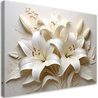 WANDBILD, Weiße Lilien in Reliefkomposition - Beige, Textil (60/40cm) - Feeby
