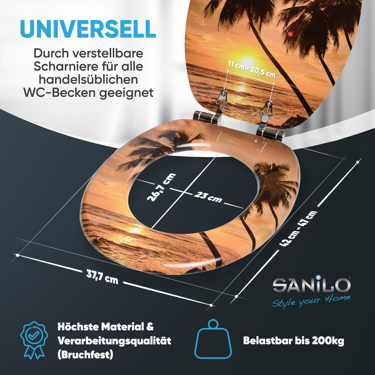 WC-SITZ mit Absenkautomatik Summer - Orange, Holzwerkstoff (38/6/47cm) - Sanilo