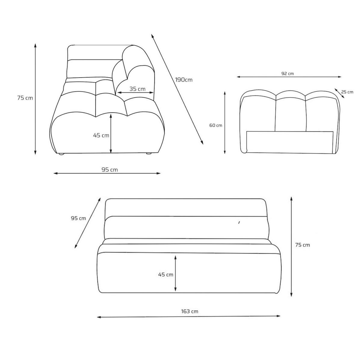4-SITZER modulares Ecksofa VEER L Rechts, 283 x 190 cm, Chenille Webstoff Anthrazit - Anthrazit/Schwarz, Holz/Kunststoff (190/283cm) - Muffo