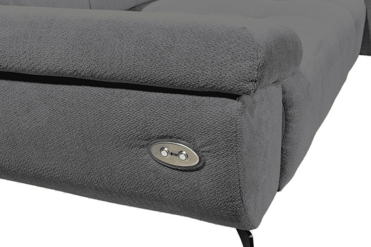 ECKSCHLAFSOFA mit Schlaffunktion & elektrischer Sitztiefenverstellung - Schwarz Hochglanz/Silberfarben, Holz/Holzwerkstoff (170/297cm) - ed exciting design