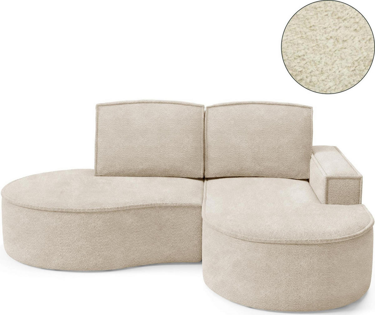 ECKSOFA Flow Beige, mit Kissen in Abriamo Stoff, rechte seite - Beige, Holzwerkstoff/Textil (210/157cm) - Bettso