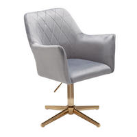 DREHSTUHL Samt mit Armlehnen Eisengestell 360° Funktion, Grau 97x55x55 cm - Goldfarben/Grau, Textil/Metall (97/55/55cm) - KADIMA DESIGN