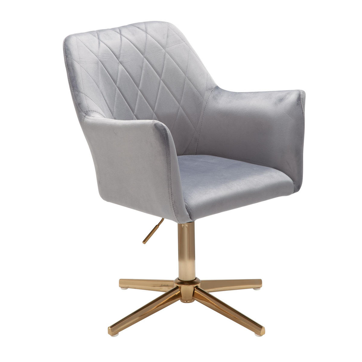 DREHSTUHL Samt mit Armlehnen Eisengestell 360° Funktion, Grau 97x55x55 cm - Goldfarben/Grau, Textil/Metall (97/55/55cm) - KADIMA DESIGN