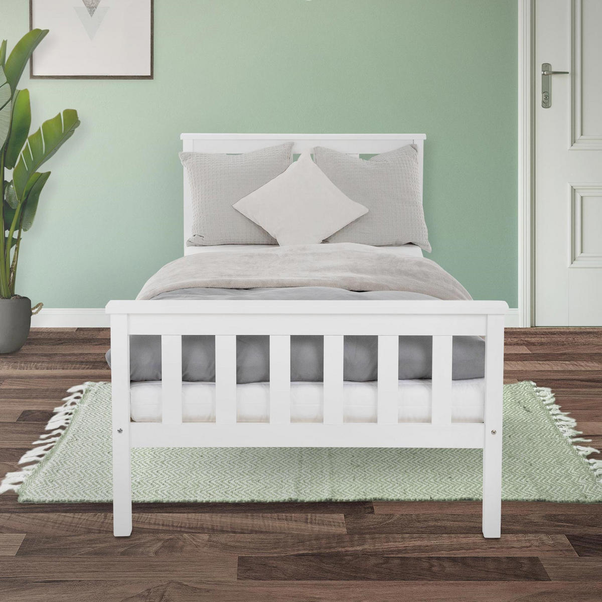 BETTGESTELL 206/98/80 cm - Weiß, Holz - ML-DESIGN