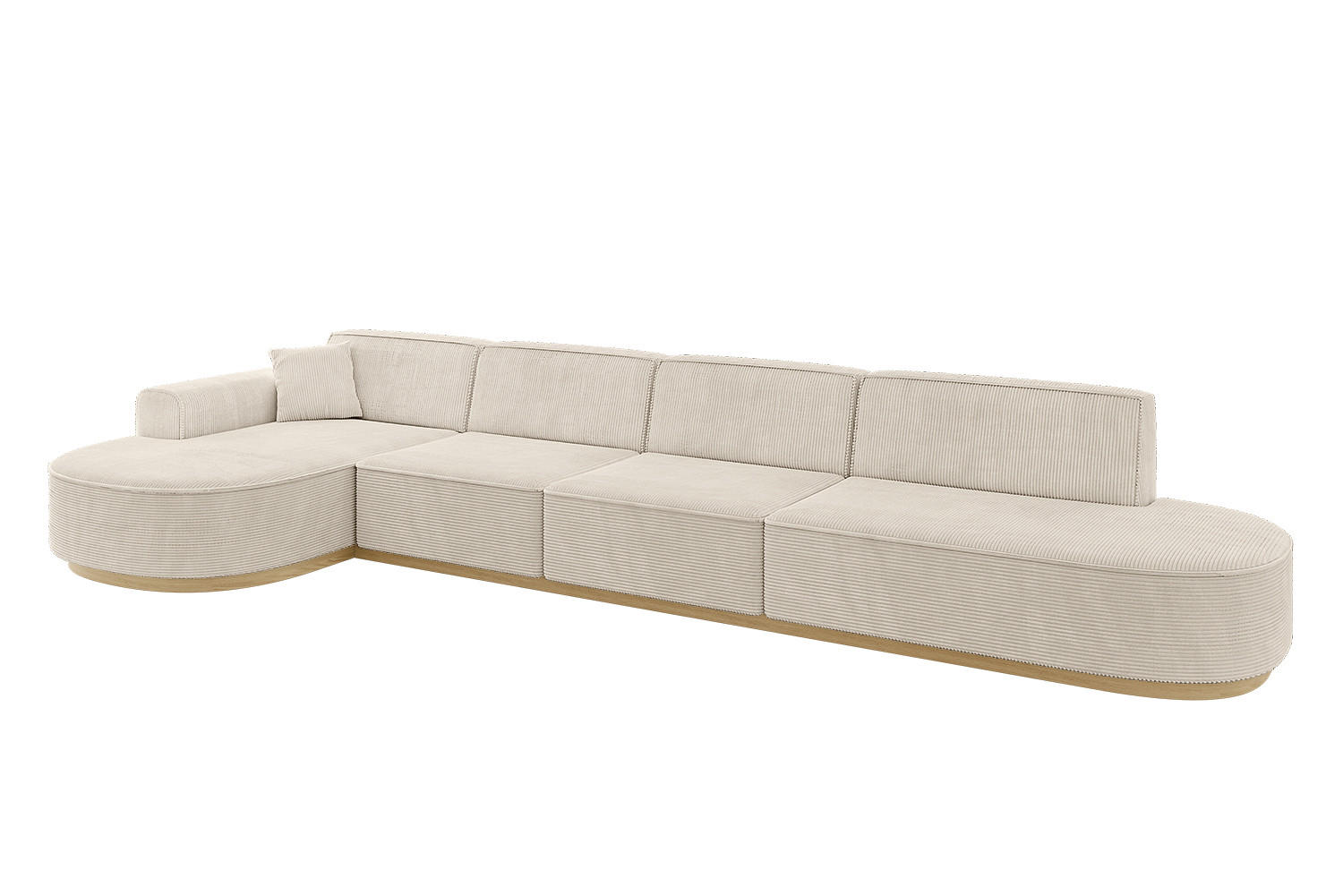 ECKSOFA Ottomane Links MARI-L3-v2 - 413x171x83 cm Beige Cord - Beige, Holzwerkstoff/Textil (413/171cm) - ALTDECOR