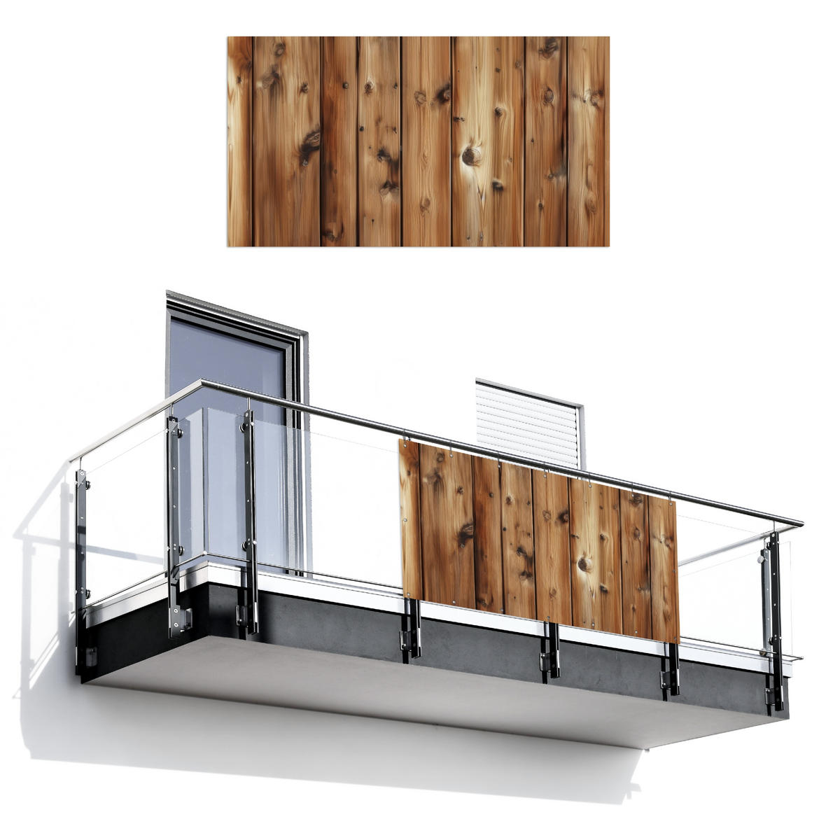 BALKON-SICHTSCHUTZ Holz - Regale - Braun - Buchefarben, Kunststoff (200/110cm) - MuchoWow
