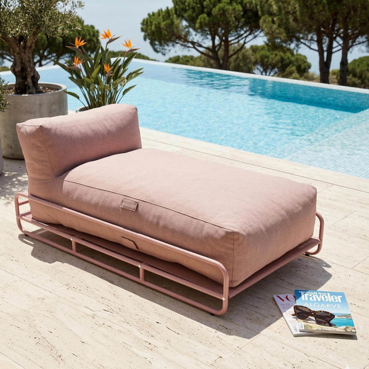 GESTELL für Chaiselongue, rosa - Pink, Metall (94/30/171cm) - Oviala