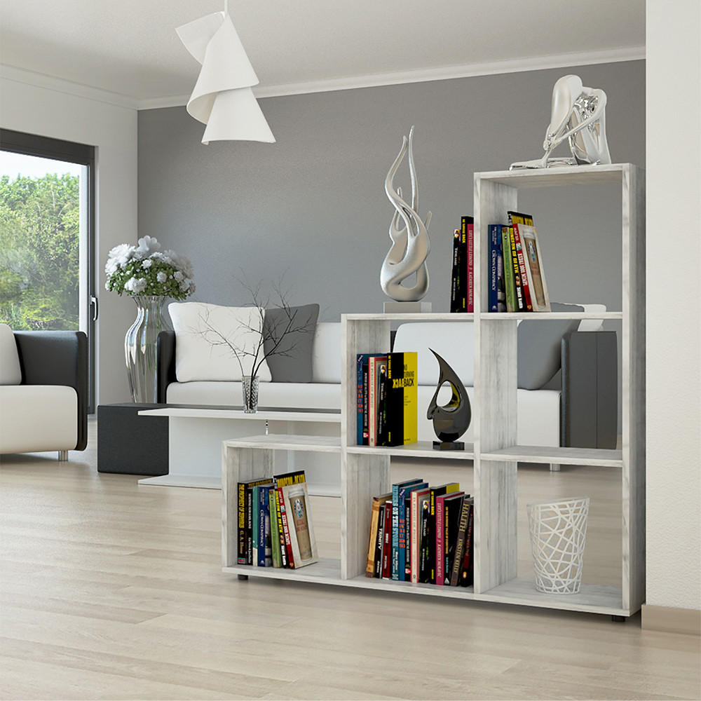 TREPPENREGAL Beton 107.2 x 107.8 cm - Grau, Holzwerkstoff (107.2/107.8/29cm) - Vicco