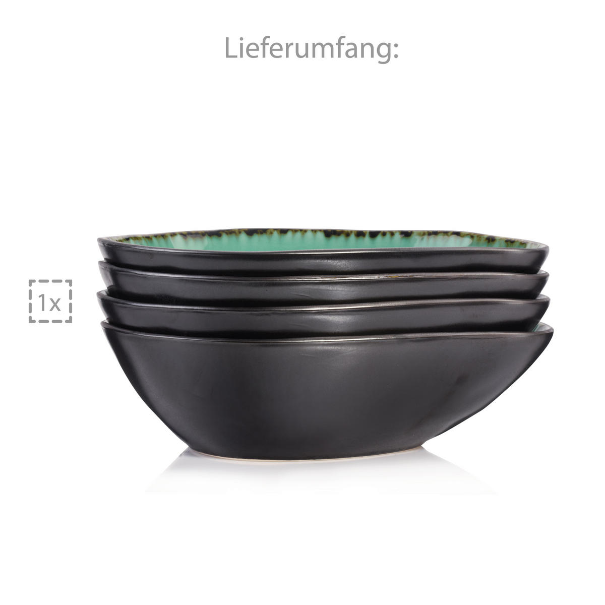 PASTATELLER SET PALM BEACH - 4 teilig aus Steingut - Grün, Keramik (24cm) - Sänger