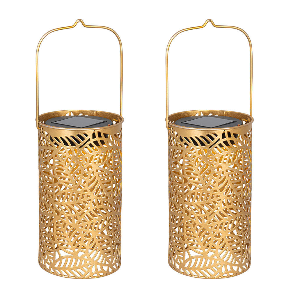 LED LATERNE Blättermuster Bronze 2er Set - Bronzefarben, Metall (10/10/18cm)