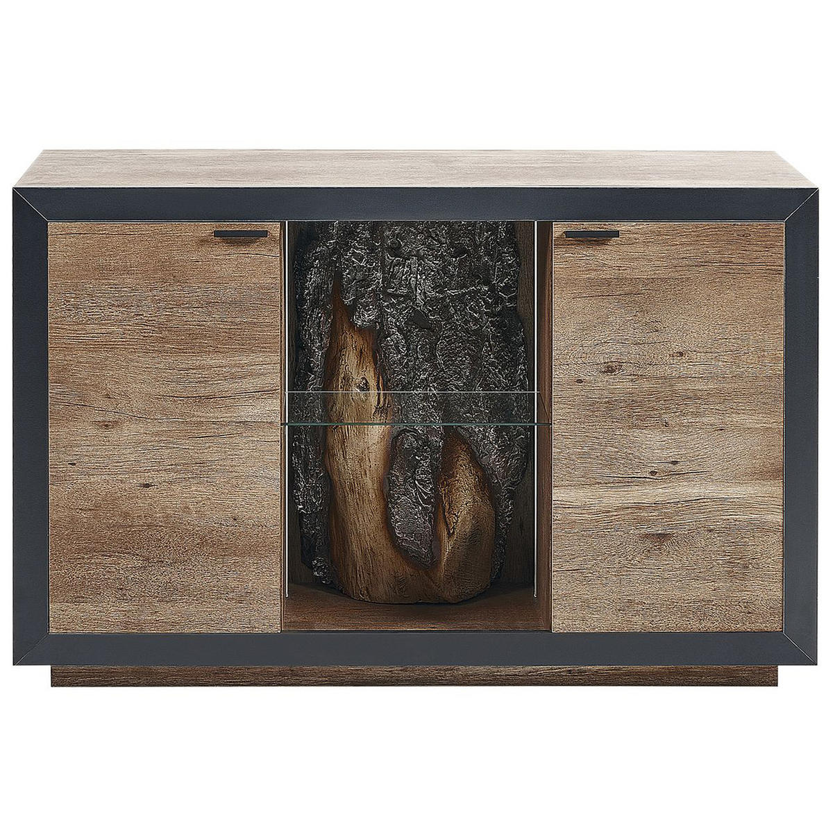 SCHRANK Braun/Schwarz Marana - Schwarz, Holzwerkstoff (120/75/42cm) - Beliani