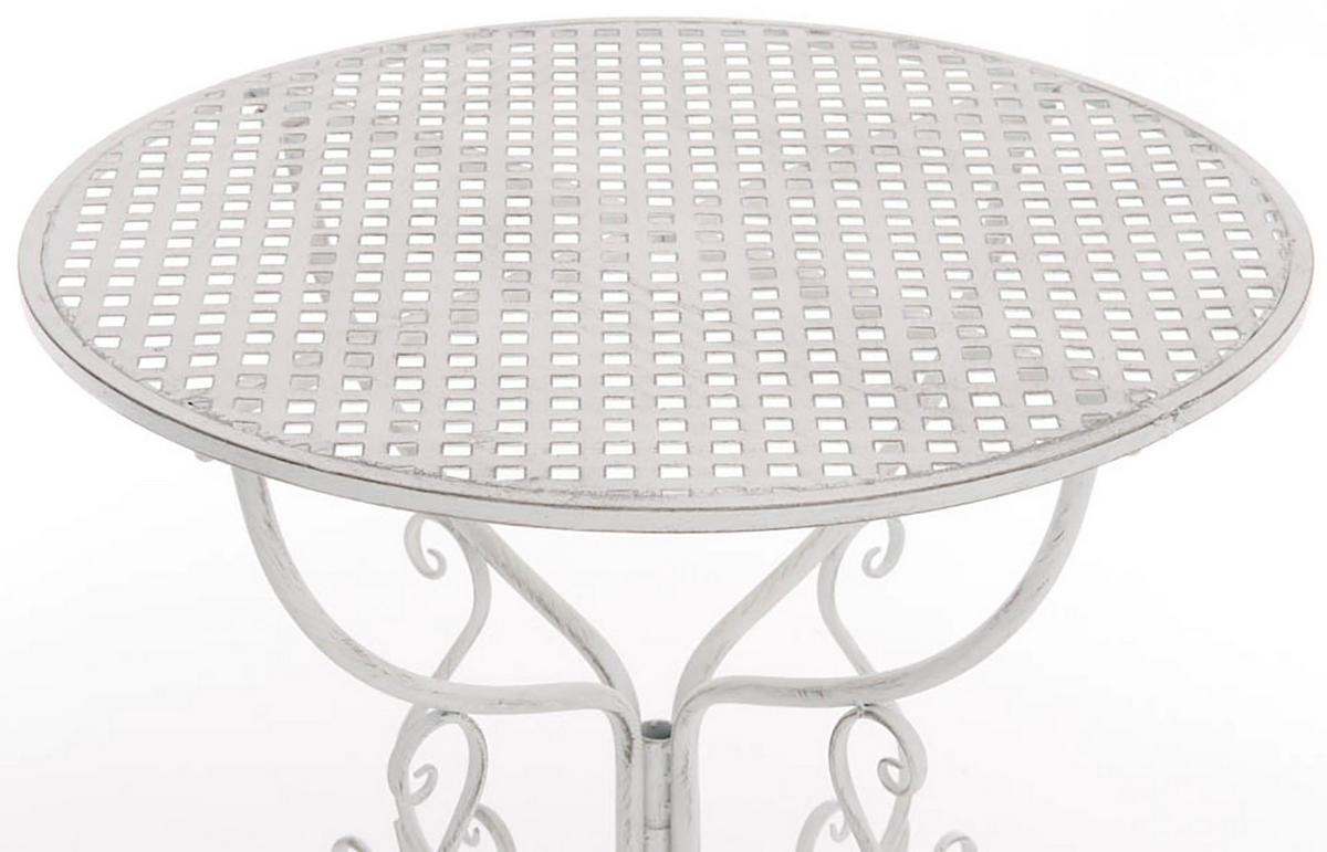 GARTENBEISTELLTISCH rund Ø70 cm Metall antik weiß - Weiß, Metall (70/70/74cm) - CLP