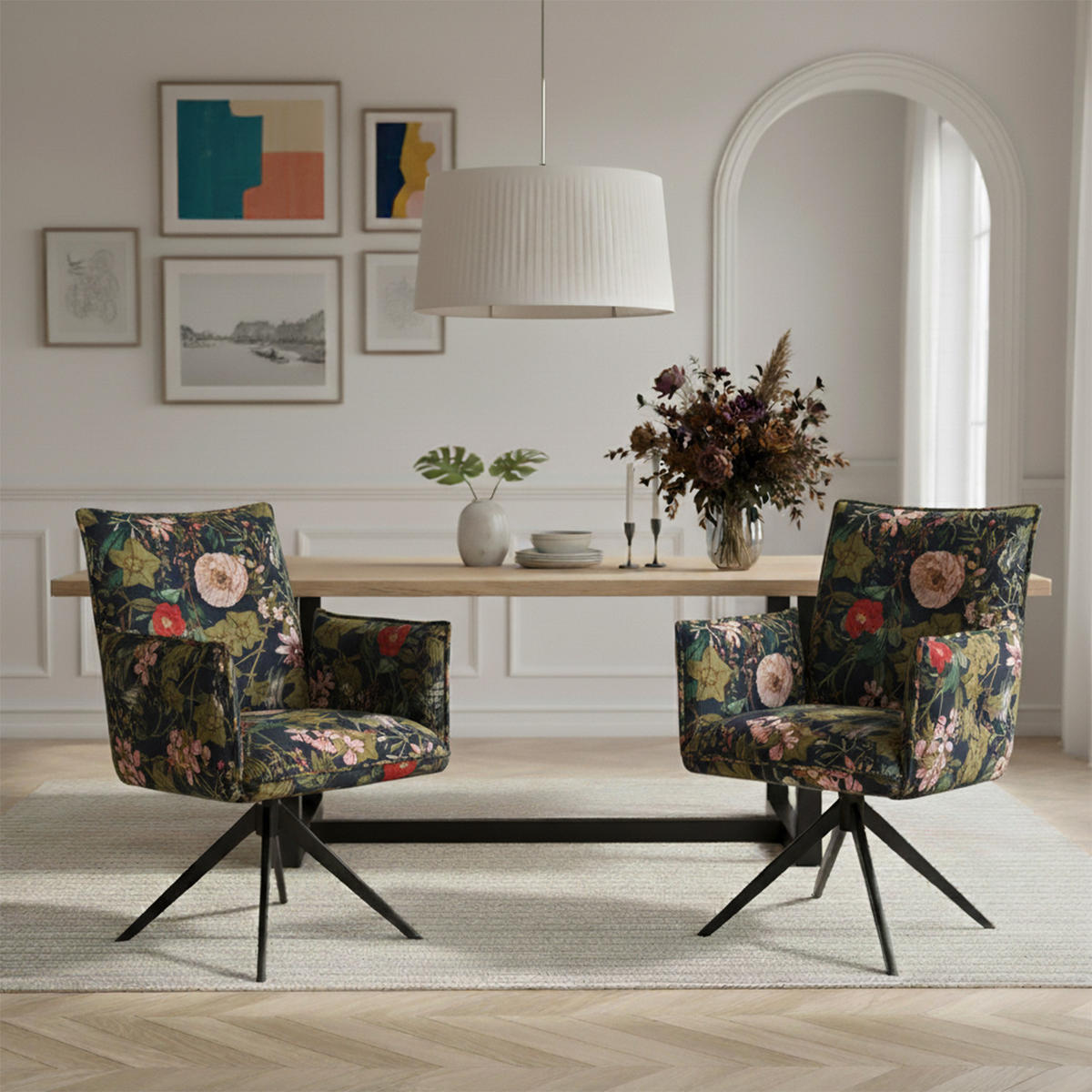 ARMLEHNSTUHL Mika-Nina - Multicolor/Schwarz, Textil/Metall (60/88/63cm) - DUBI Möbel