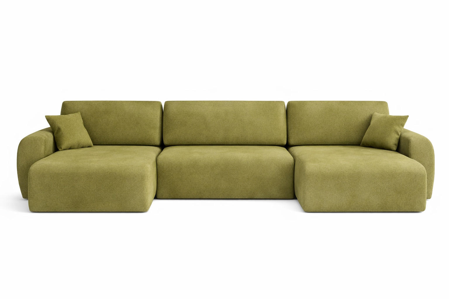 ECKSOFA Mit Schlaffunktion Und Bettkasten U-Form Ariel U, Veloursstoff Salvador, Olive - Olivgrün, Holz (342/142cm) - Kaiser Möbel