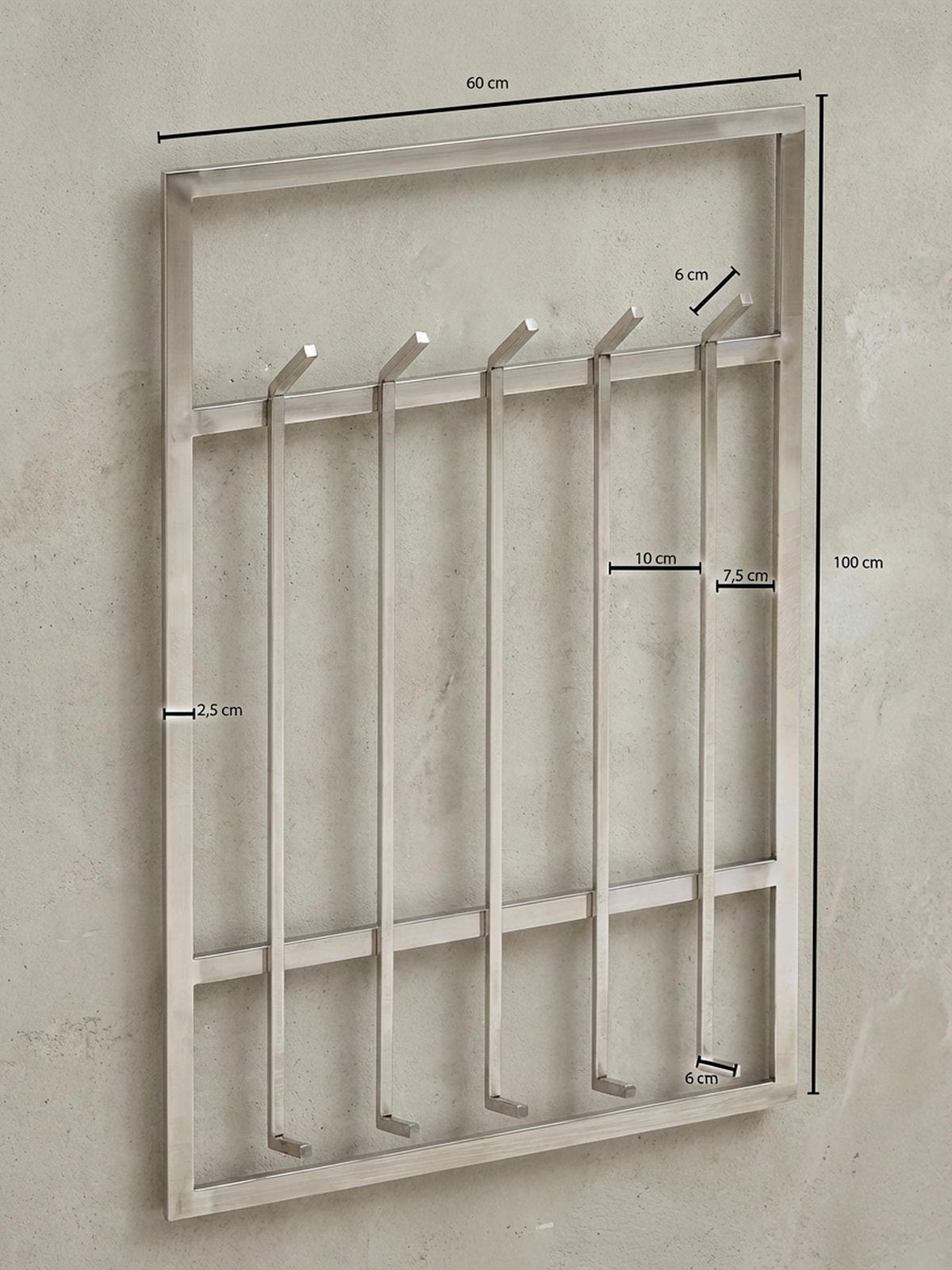 WANDGARDEROBE Metall Silber Modern 60x100x7,5 cm schlichtes Design - Silberfarben, Metall (60/100/8cm) - KADIMA DESIGN