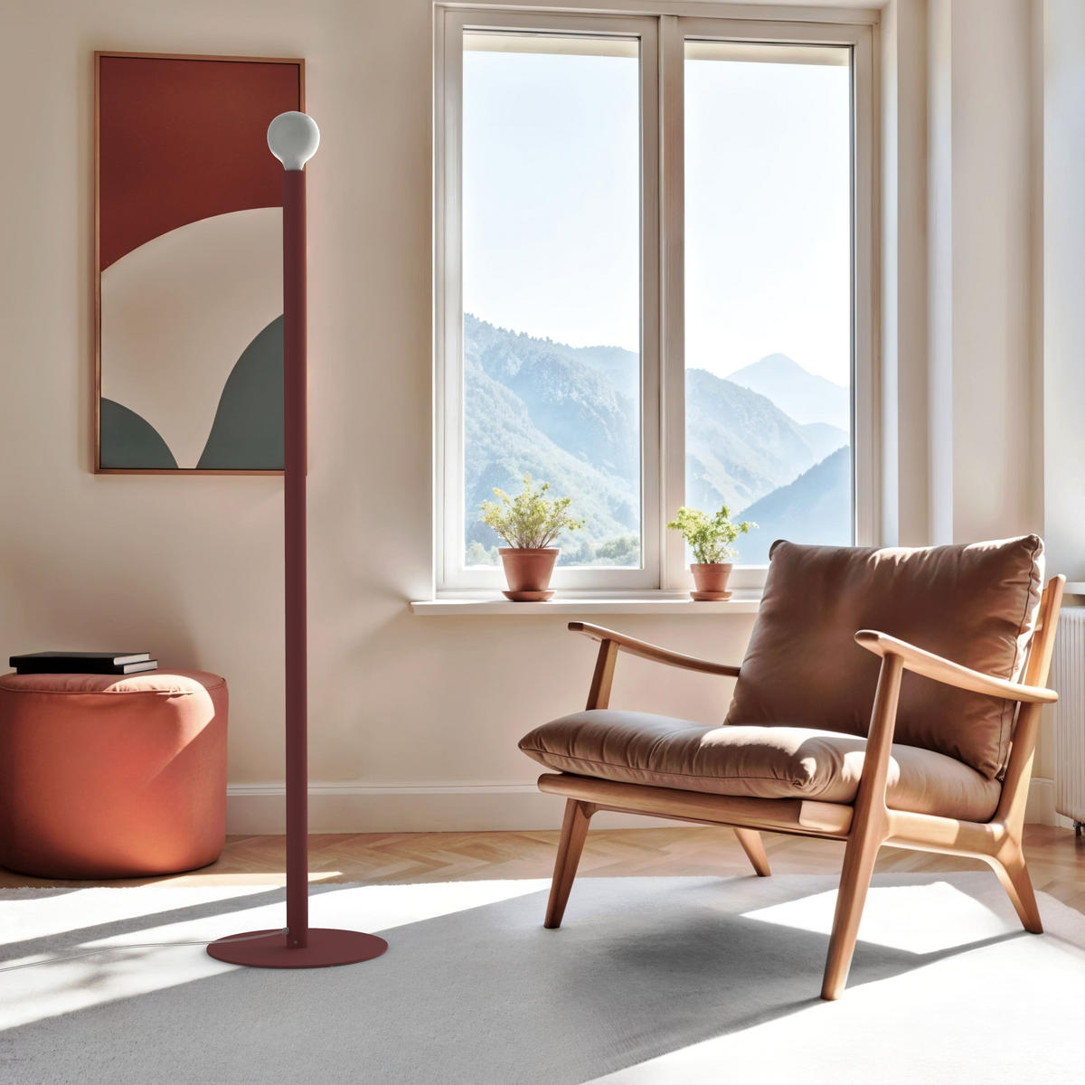 STEHLEUCHTE Puro - Rot, Metall (40/40/165cm) - Lumicom
