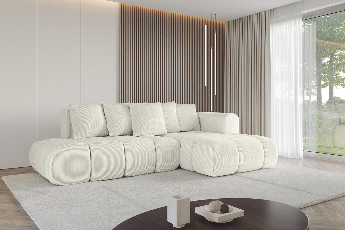 ECKSOFA Ottomane Rechts CLOUD-L-v1 289x180x40 Hellgrau Cord - Hellgrau, Holzwerkstoff/Kunststoff (289/180cm) - ALTDECOR