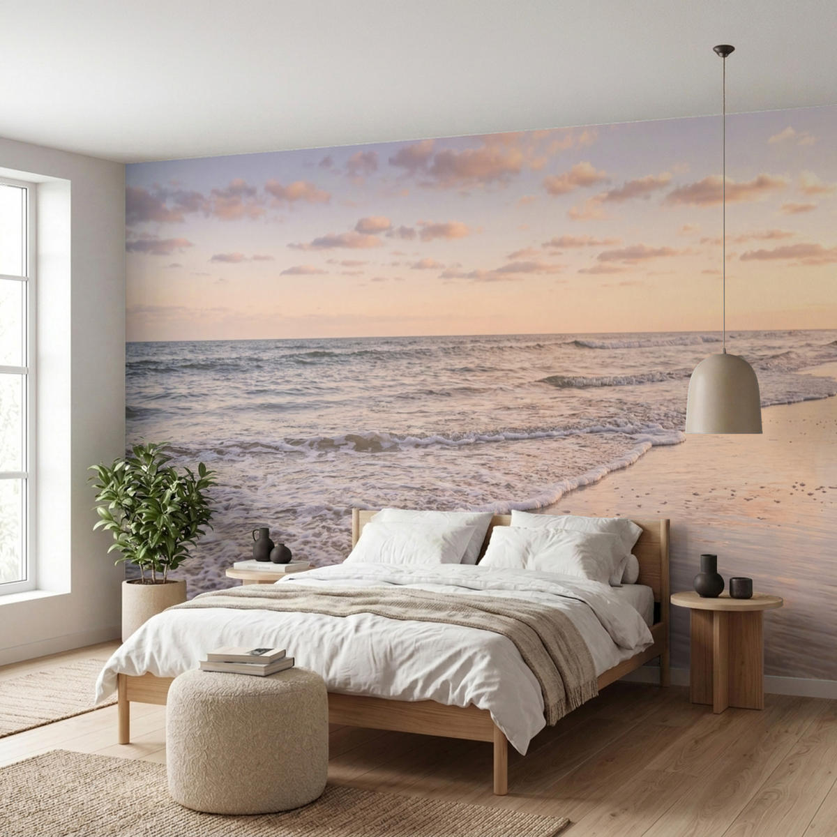 TAPETE - Strand - Brandung - Wolken - 500x200 cm - Hellrosa, Papier (500/200cm) - OnlyWow