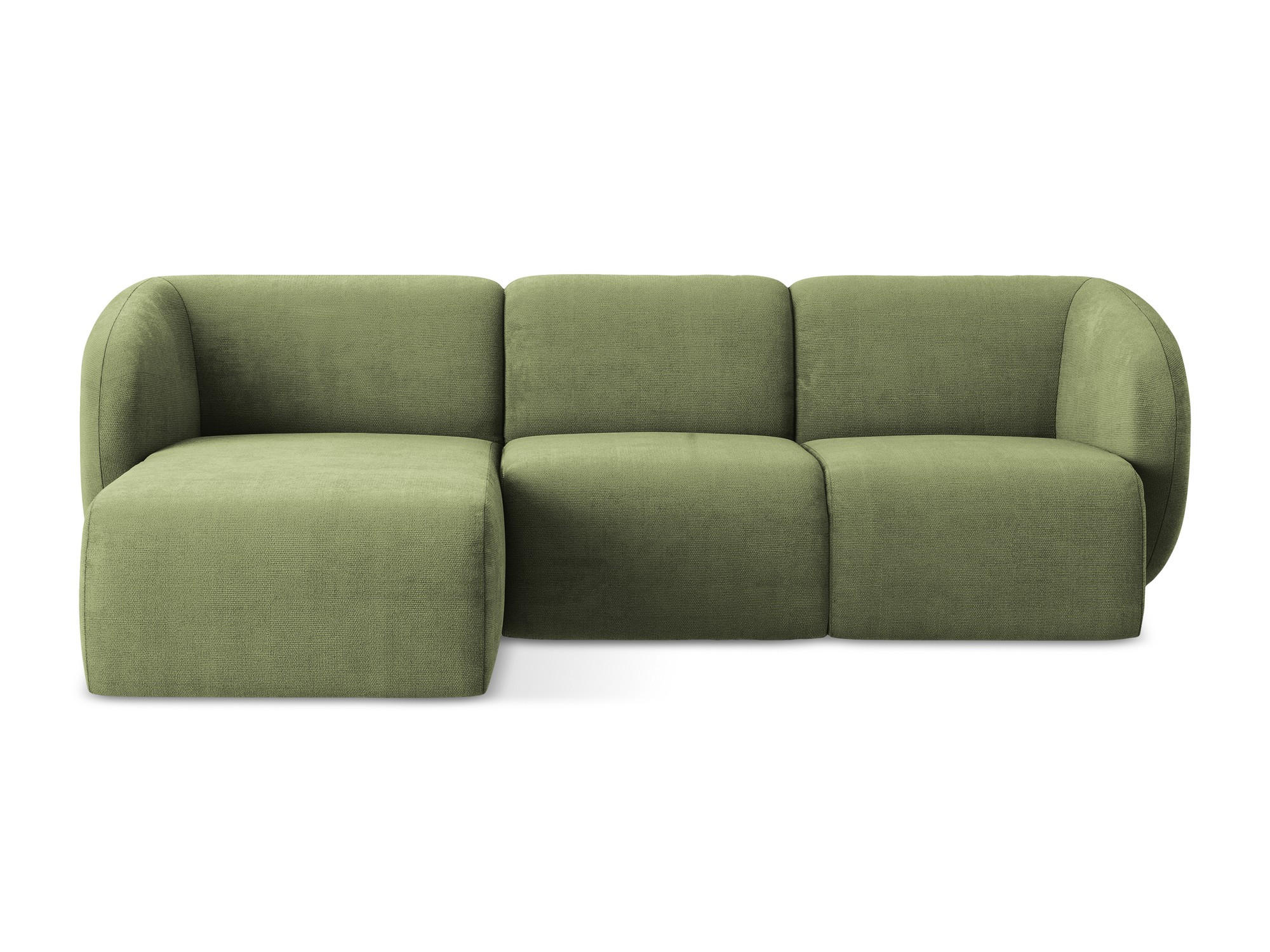 ECKSOFA Links Chenille Stoff Grün - Schwarz/Grün, Holzwerkstoff/Kunststoff (248/166cm) - Makamii