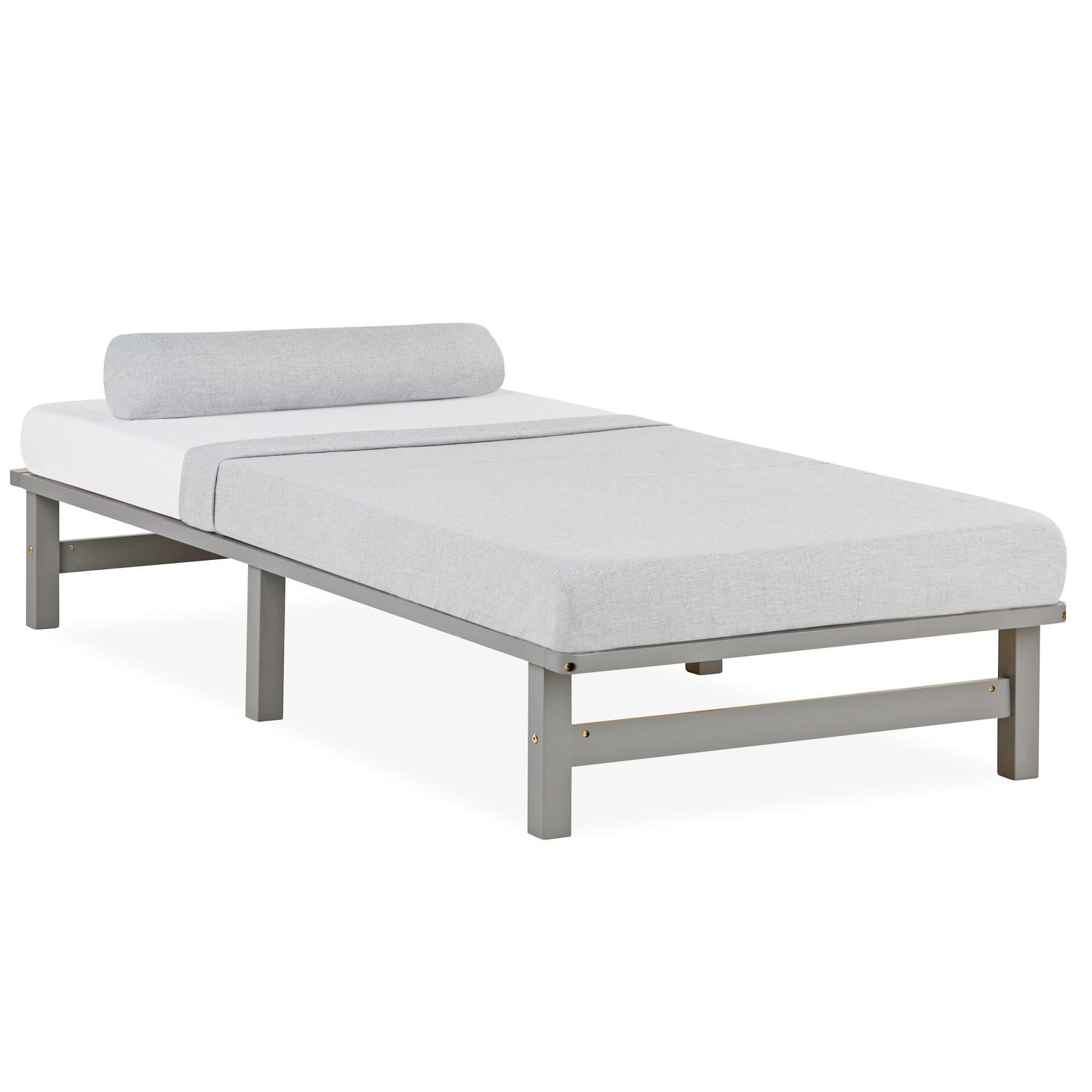 Homestyle4u Holzbett Grau 90x200 cm